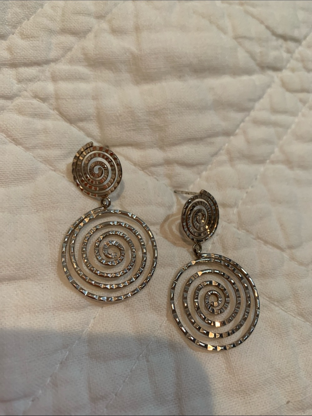 Radiant Silver Spiral Drop Earrings - Women Jewelry
